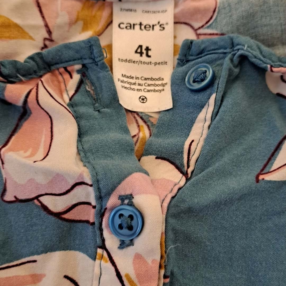 Carter's Teal and Pink Floral Jumpsuit